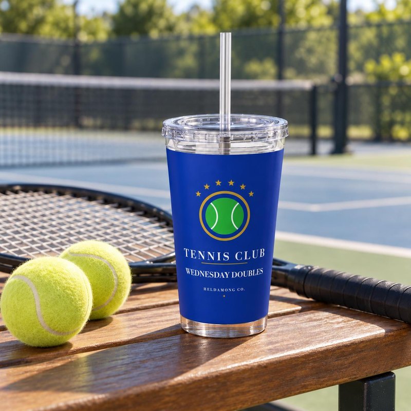Personalized Tennis Tumbler with Straw